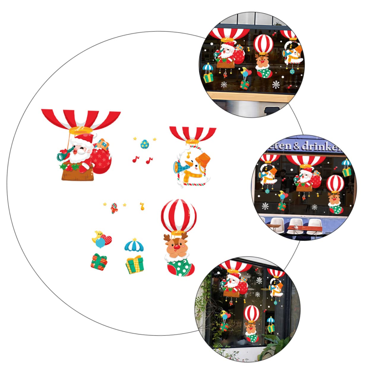 Cabilock 3 Sätze Aufkleber Baum Fenster Santa Weihnachten Pvc 2 Stück * 3