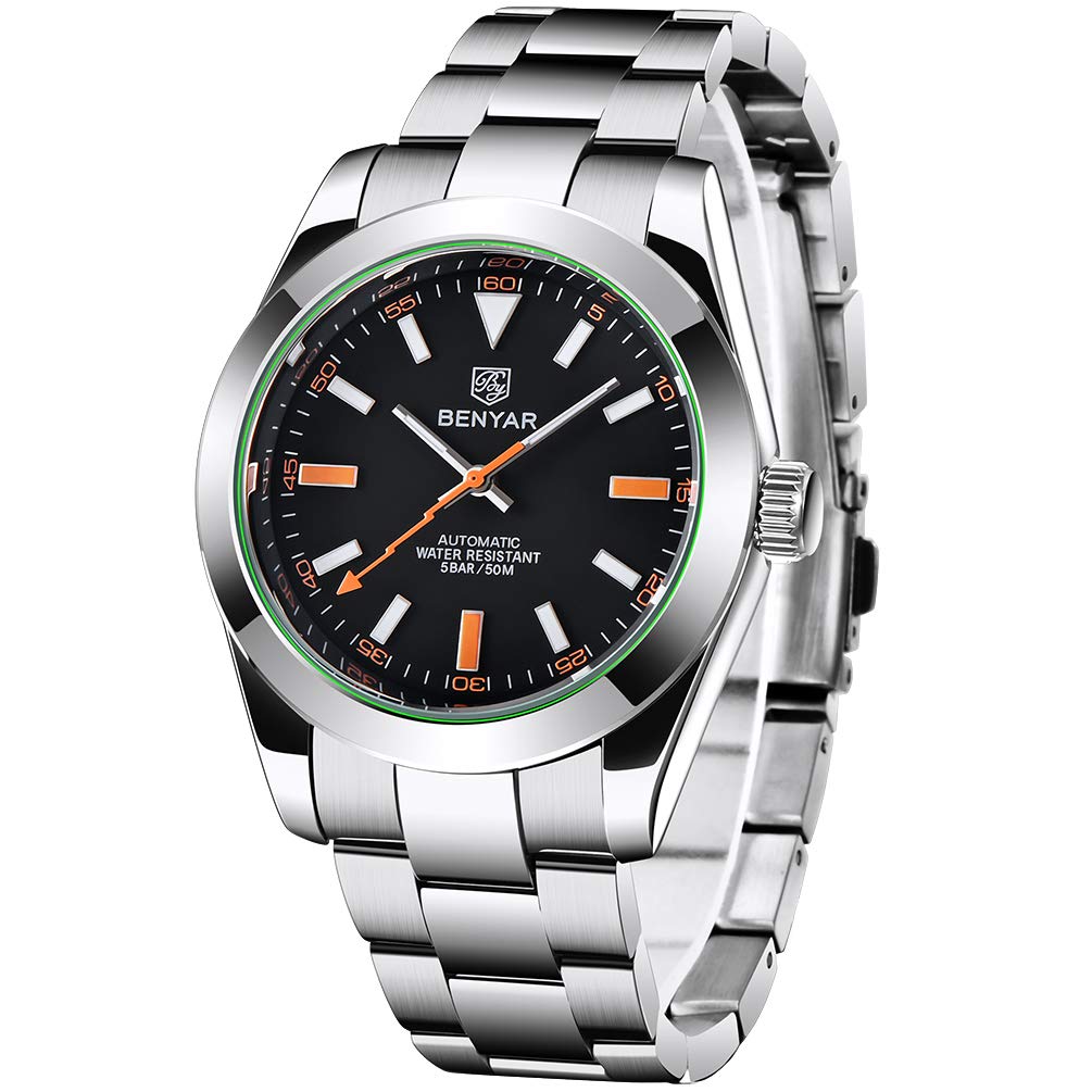 BENYAR Classic Men's Automatic Mechanical Watch Stainless Steel Strap Waterproof Luminous Simple Business Sports Wristwatch…