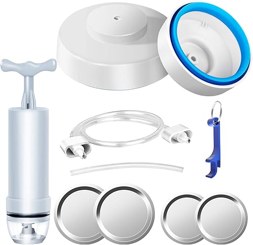 Kit de sellado al vacío para tarros Mason con manguera de accesorio para frascos de boca ancha y regular, bomba de vacío portátil manual y abridor