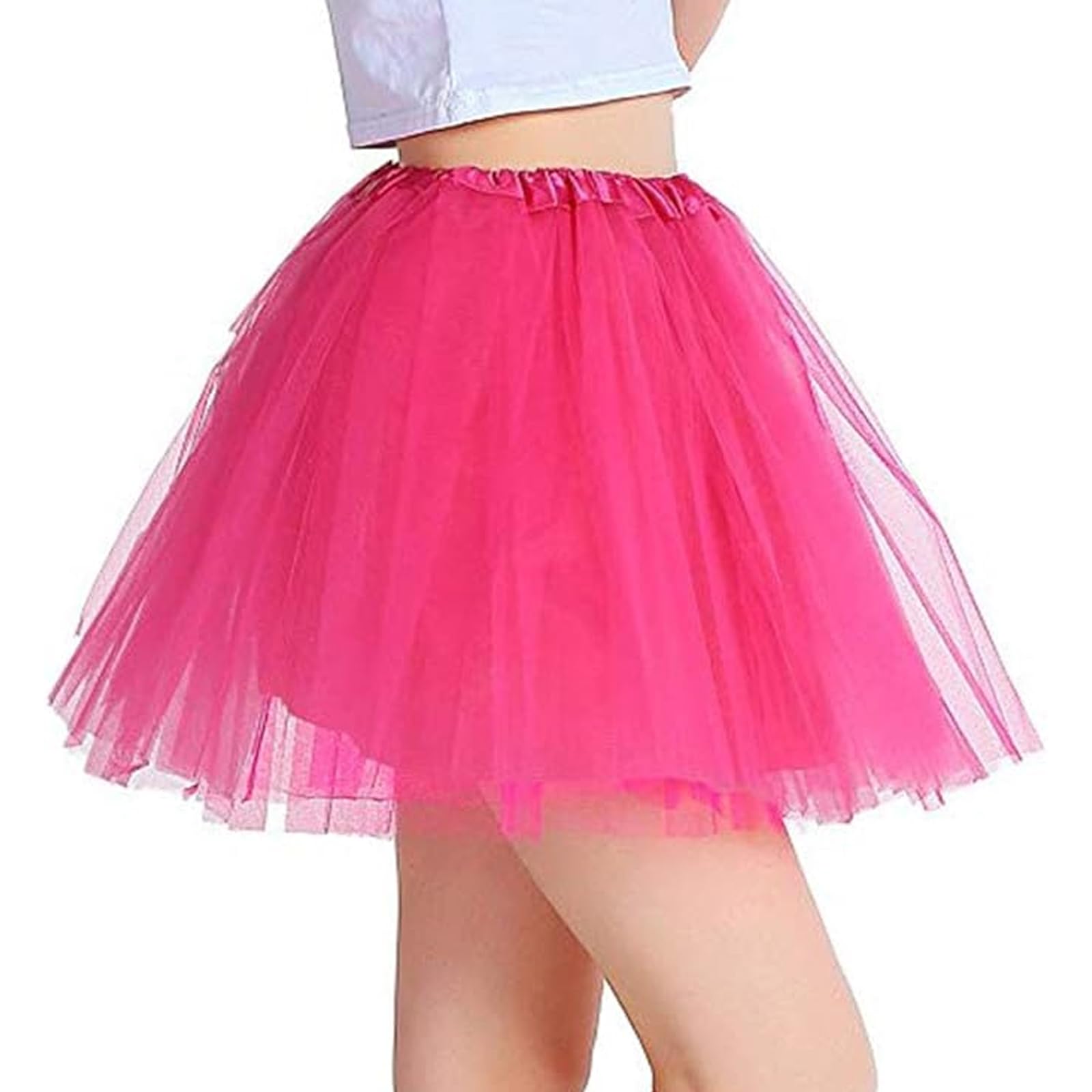Tutú de Tul para Adultos Rosa 3 Capas Falda de Ballet Mujer Danza Fiesta Halloween