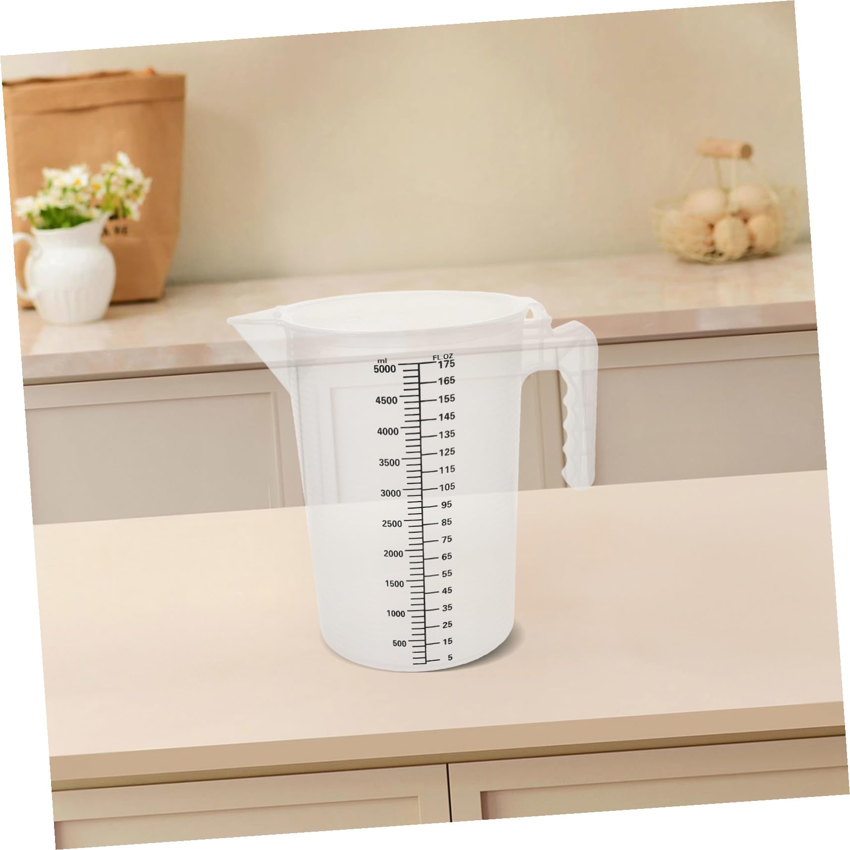 Toyvian Tasse à Mesurer en Plastique Pp 5l avec Couvercle Anti-poussière, Grosse Capacité pour Recettes de Boissons Variées et Cuisines Ouvertes, Visibilité Claire Garantie