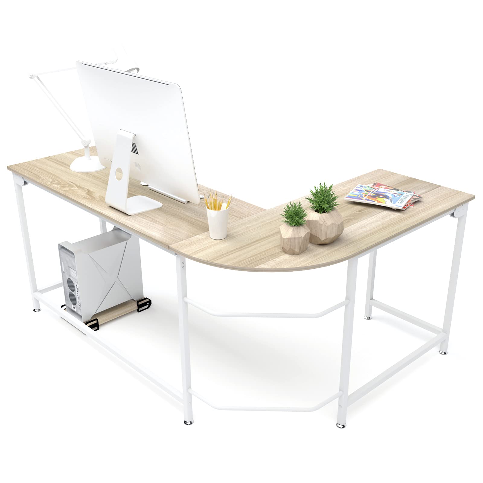 Buy Teraves Modern LShaped Desk Corner Computer Desk Home Office Study Workstation Wood & Steel