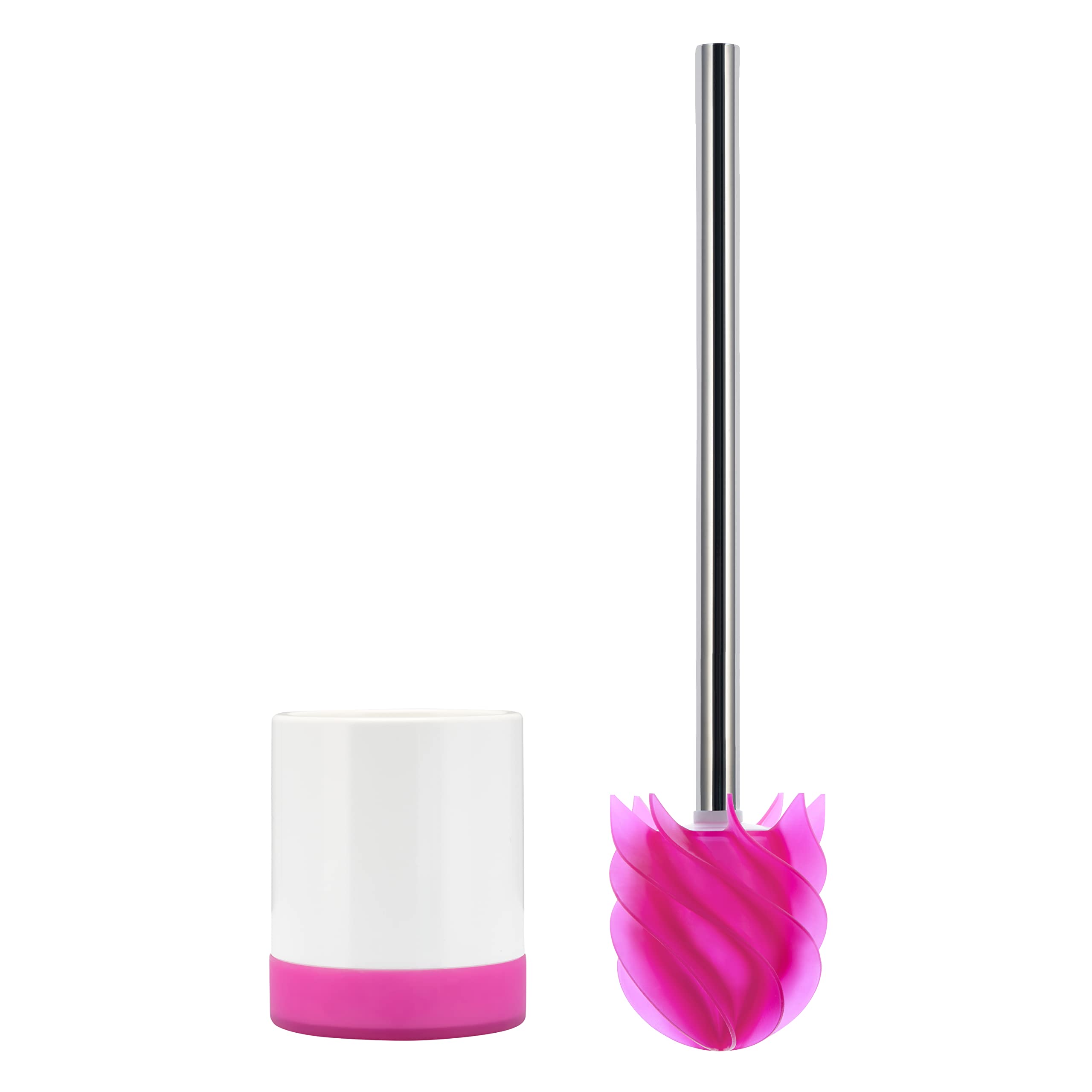 LOOMAID Silikon WC-Bürste mit Lotuseffekt – Made in Germany – Klobürste, Toilettenbürste mit Halter (Pink)