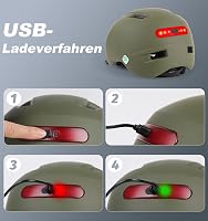KINGLEAD Kerékpáros Sisak USB Tölthető Első-Hátsó Lámpával, 5 Világítási Mód, Könnyű Felnőtt Bukósisak Roller, E-Bike és Országúti Kerékpár  9