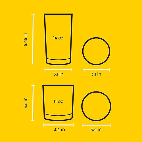 Miniatura 2 de JoyJolt Alain - Juego de 8 vasos de cristal, vasos de barra Highball de 14 onzas y vasos de 10 onzas de rocas Lowball, juego de cócteles, jugos,