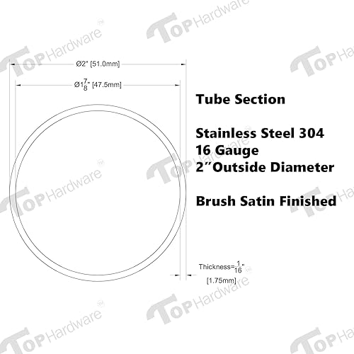 Miniatura 7 de Tubo de acero inoxidable cepillado de grado 316 de 2 "OD - 72" de largo - calibre 16 (pedido personalizado)