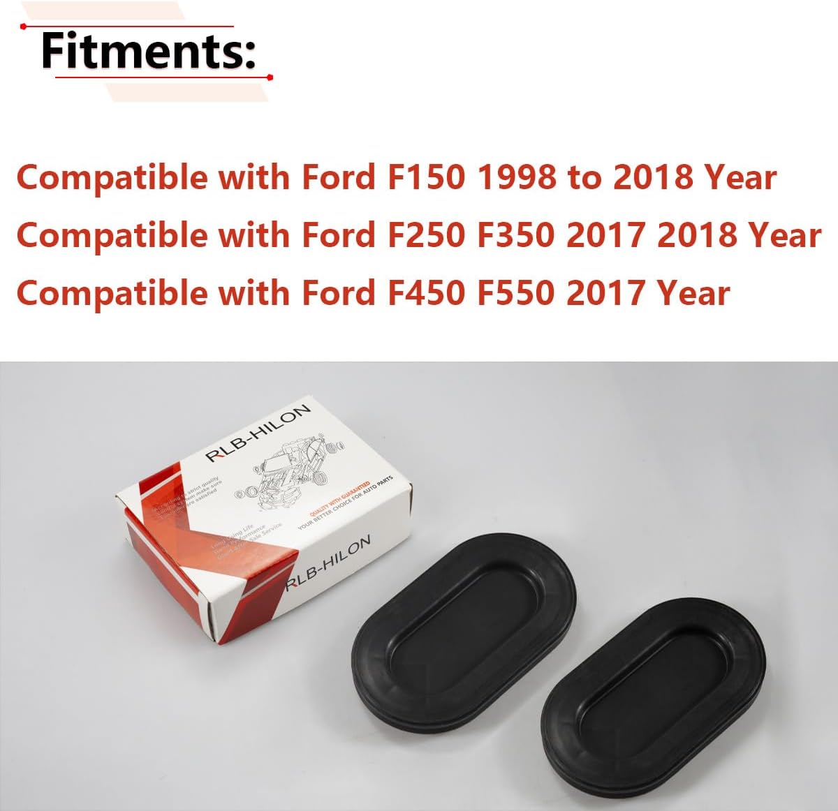 RLB-HILON 2PCS Truck Bed Oval Drain Plug Cover Cap, Compatible with Ford F150 1998-2018, F250-F350 2017-2018, F450-F550 2017, 4L3Z99277B76AA, Black Plastic