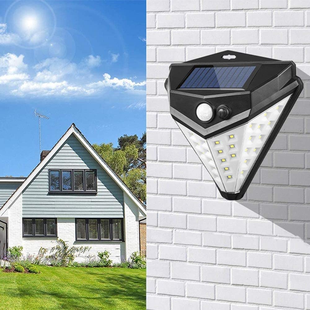 Lampka nocna, solarna lampa ścienna, czujnik ruchu, COB, wodoszczelna, 38 diod LED
