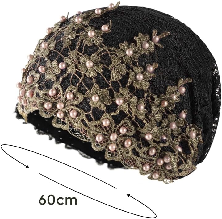 Rhinestones Turban Head Wrap Women Muslim Islamic Flower Turban Hat African Pearl Head Cover Cap Headwear Sleeping Cap - Image 7