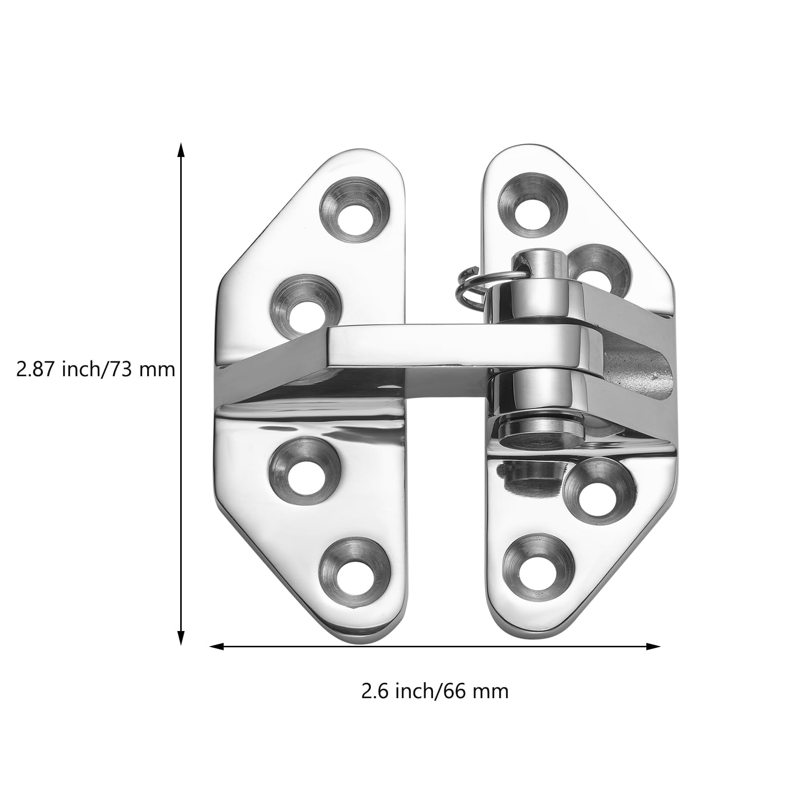 Robustes Scharniere Edelstahl mit Langer Reichweite für Boote, 316 Edelstahl Scharniere, 7,3 x 6,6 cm, stabile Deckschranktürscharniere mit Schrauben (2 Stück)