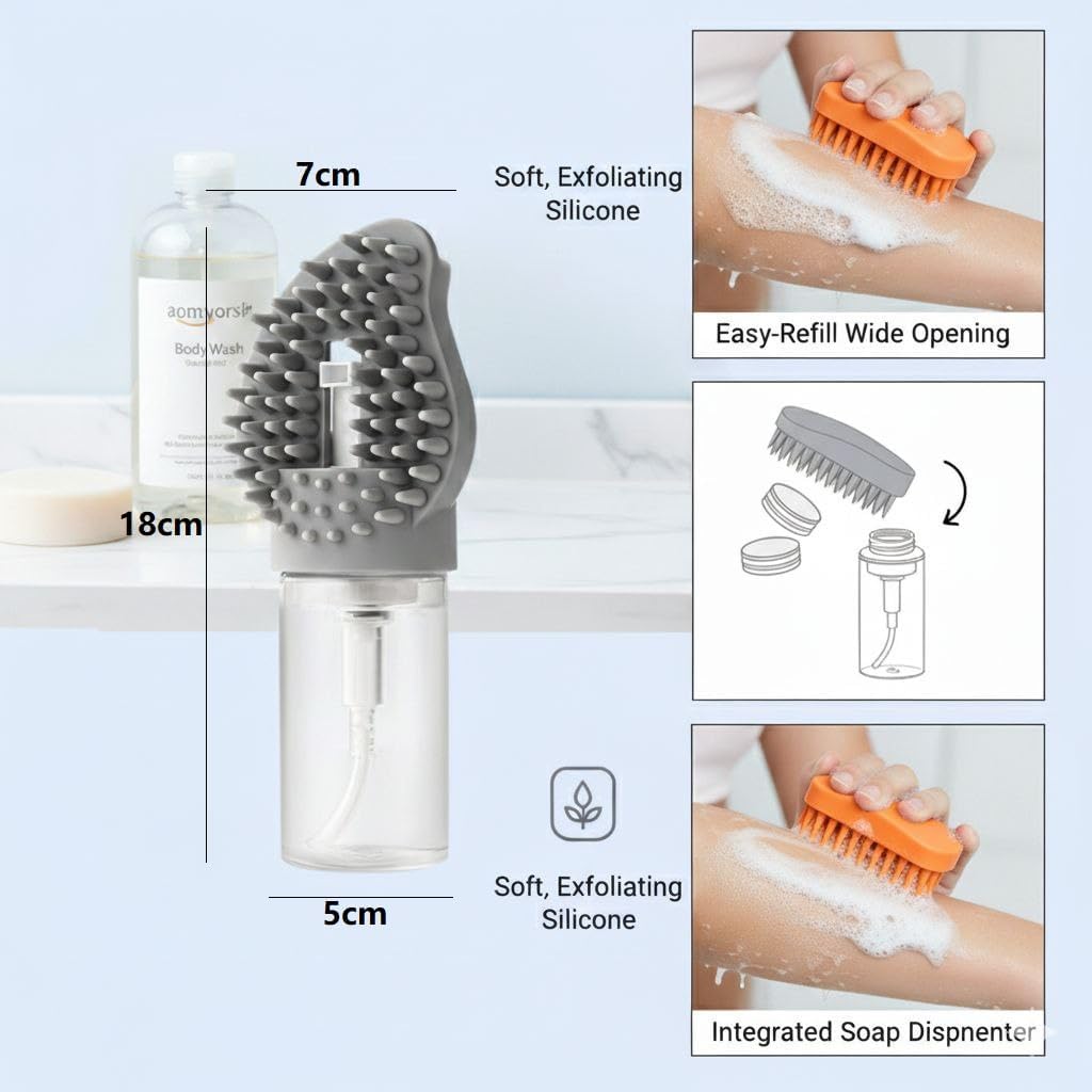 CARTENZA 2-in-1 Pet Bath Brush with Built-in Soap Dispenser – Soft Silicone Grooming Brush for Dogs & Cats – Removes Loose Hair, Massages Skin & Makes Bathing Easy 4