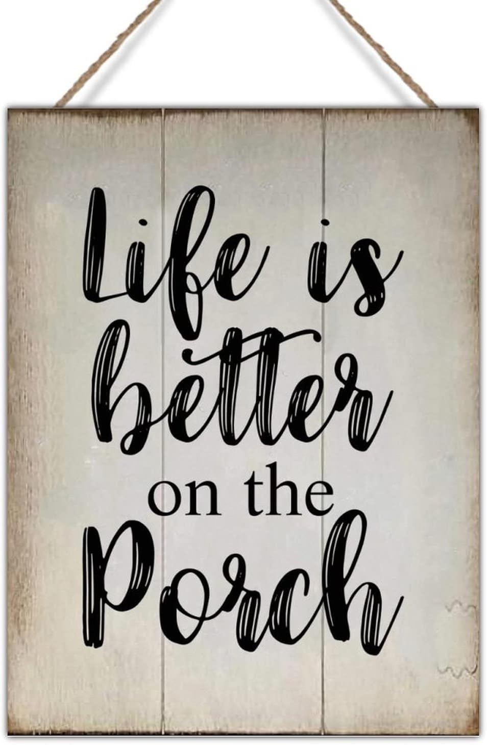 Rustic Wooden Sign Plaque Life is Better On The Porch Wall Decor Sign Vintage Farmhouse Wall Hanging Sign Art Decor Plaque with Quotes for Home 18x24in Housewarminmg Gift to Friend