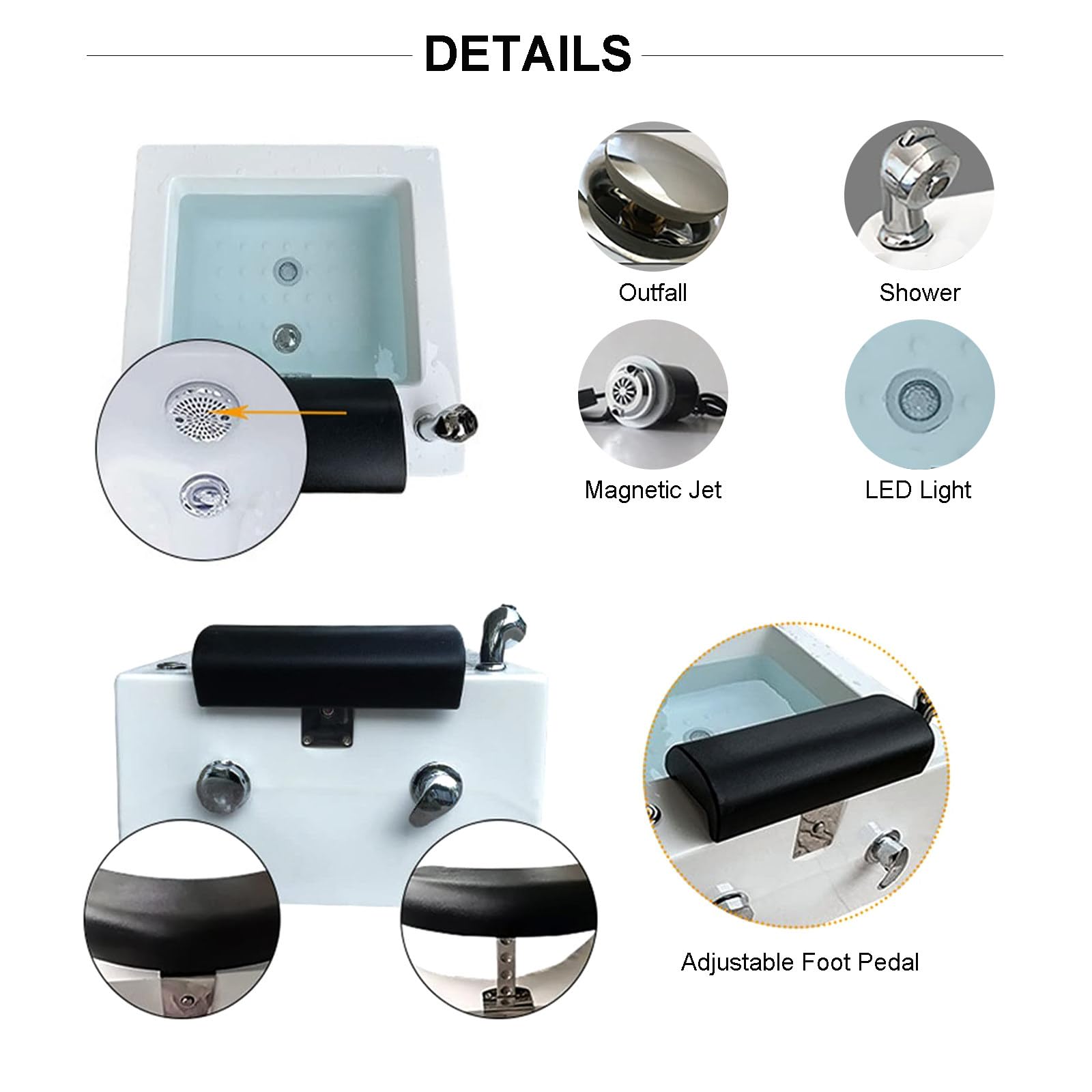 Vasca Idromassaggio Portatile per Piedi con Funzione di Riscaldamento E Luce Colorata. Lavabo per Pediluvio. Poltrona da Massaggio per Pedicure in Acrilico per Salone/Casa