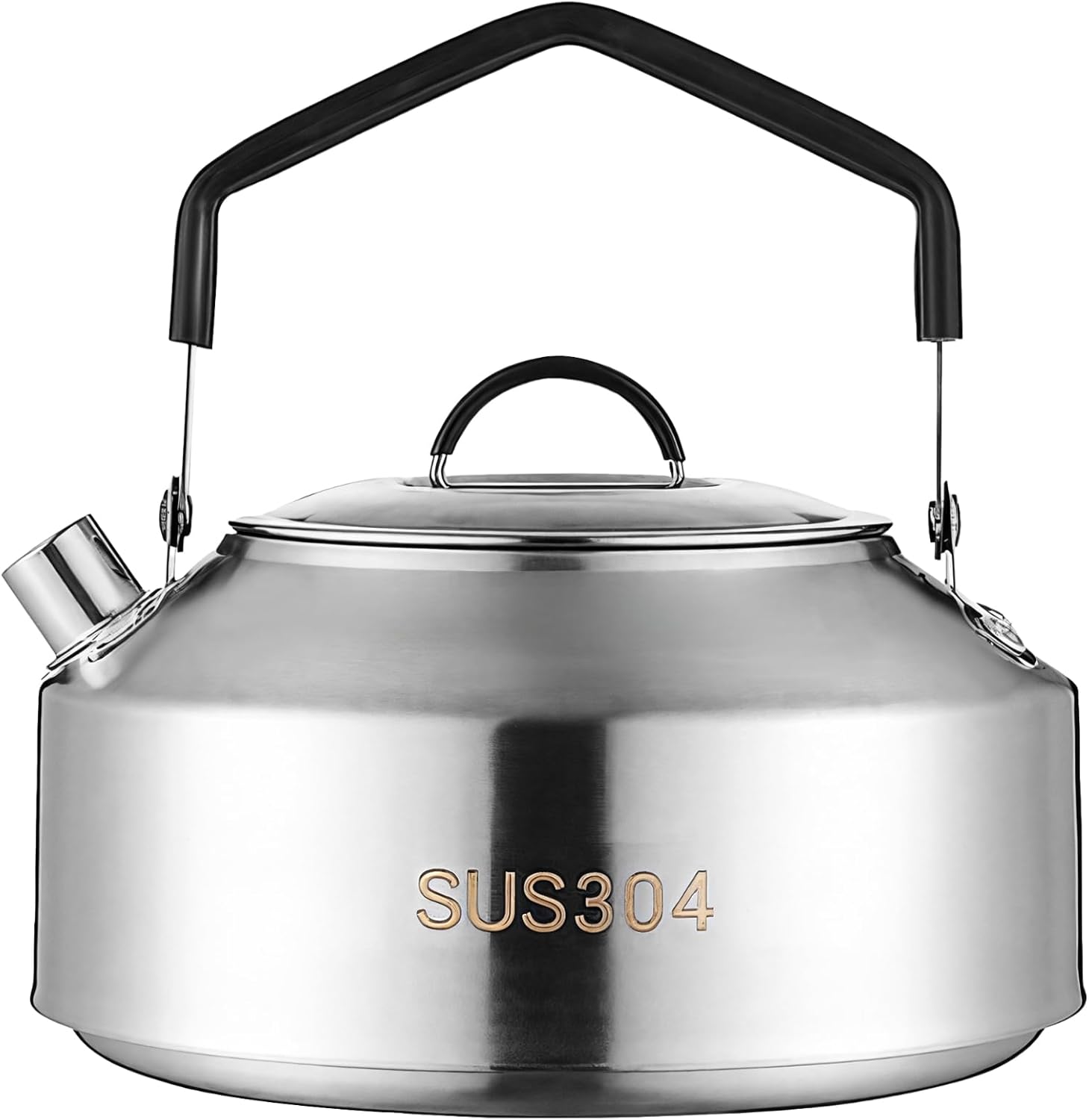 Sus304 Stainless Steel Camping Tea Pot With Ergonomic Handle, Portable Large Capacity Kettle For Backpacking, Hiking, And Outdoor Coffee Brewing