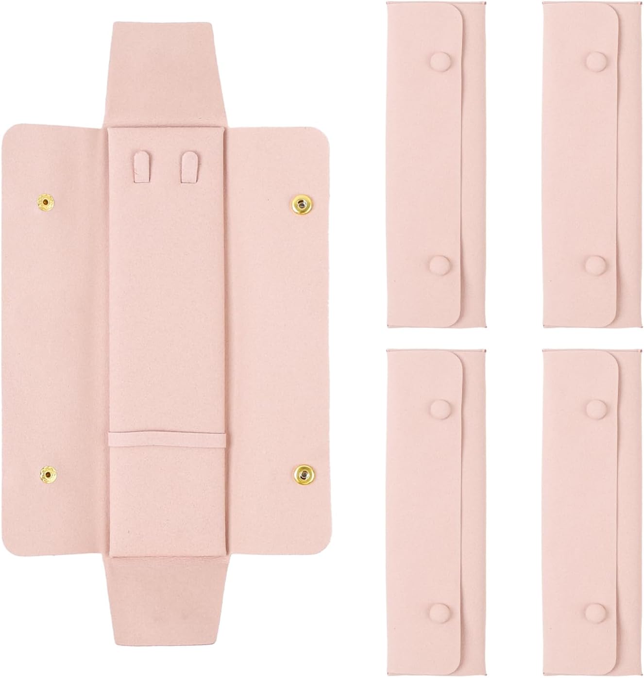 4 Pcs Necklace Travel Case Tangle Free Travel Necklace Organizer Microfiber Jewelry Pouch Necklace Organizer Holder Storage Bag for Women Pink