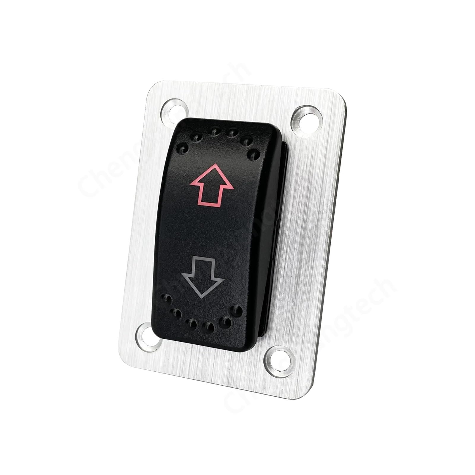 ZHGUIMING Panel de interruptor basculante de aluminio de 1 unidad FLECHAS (ENCENDIDO) APAGADO (ENCENDIDO) 3 posiciones Sin enclavamiento Led rojo 12V 20A 24V 10A Interruptor momentáneo(Black Panel)