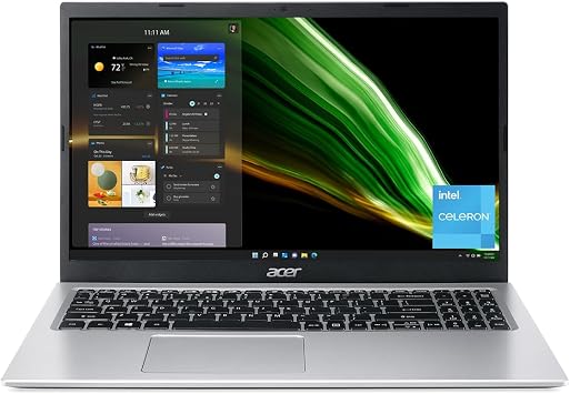 Acer Aspire 1 A115-32-C96U Slim Laptop | 15.6" FHD Display | Intel Celeron N4500 Processor | 4GB DDR4 | 128GB eMMC | WiFi 5 | Microsoft 365 Personal 1-Year Subscription | Windows 11 in S Mode, Silver