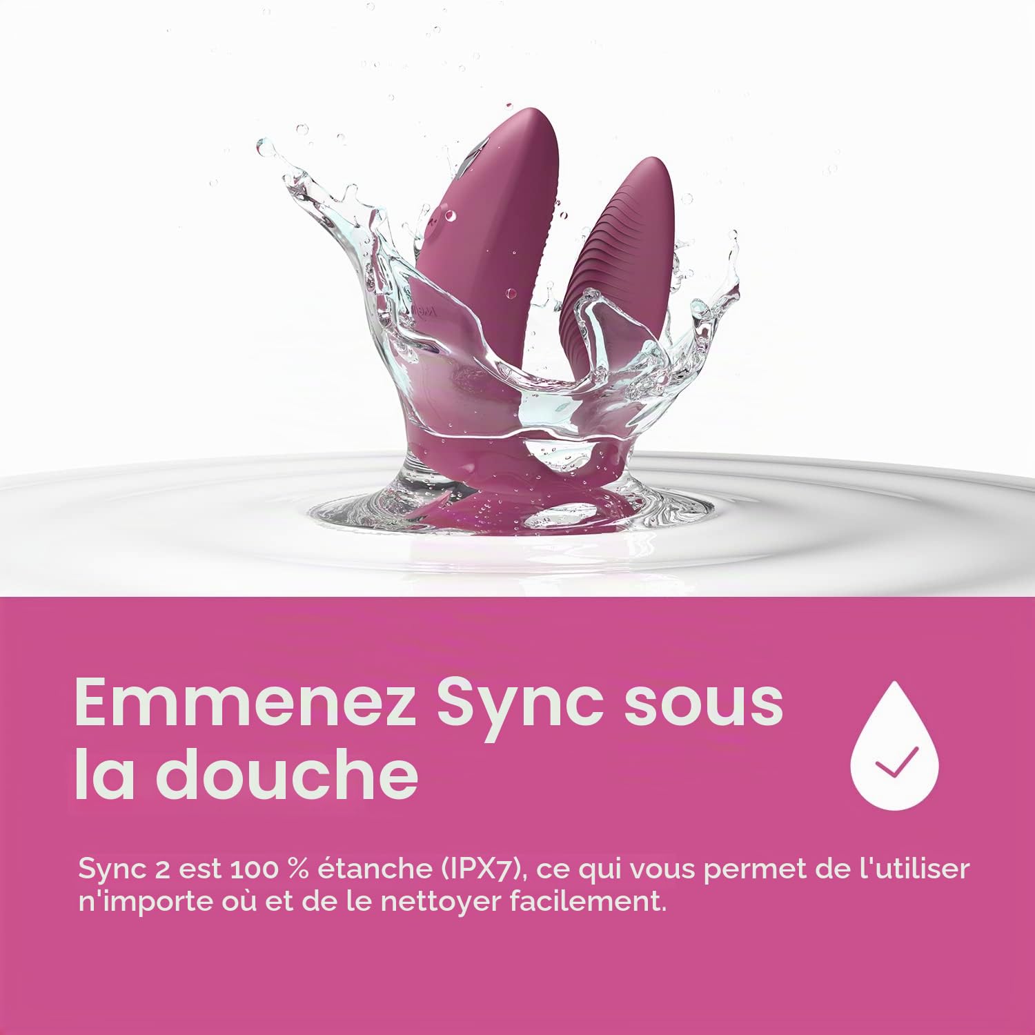 We-Vibe Sync 2 Vibromasseur télécommandé pour couple - Sextoy vibrant - Stimulation point G et clitoris - Étanche - Contrôlé via appli et télécommandé - Sextoys pour jeux sexuels d'adultes - Rose