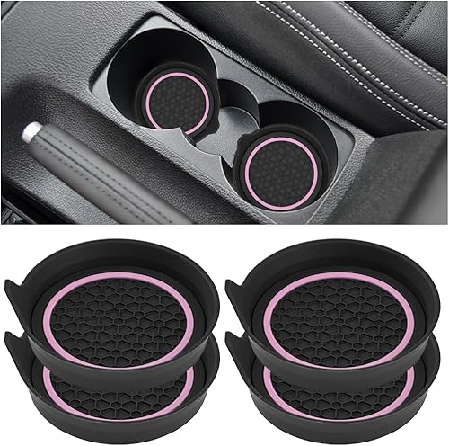 Miniatura 12 de HZEL Portavasos para auto, 4 unidades, antideslizantes, impermeables, almohadillas para botellas de agua de vehículo, tapetes para bebidas