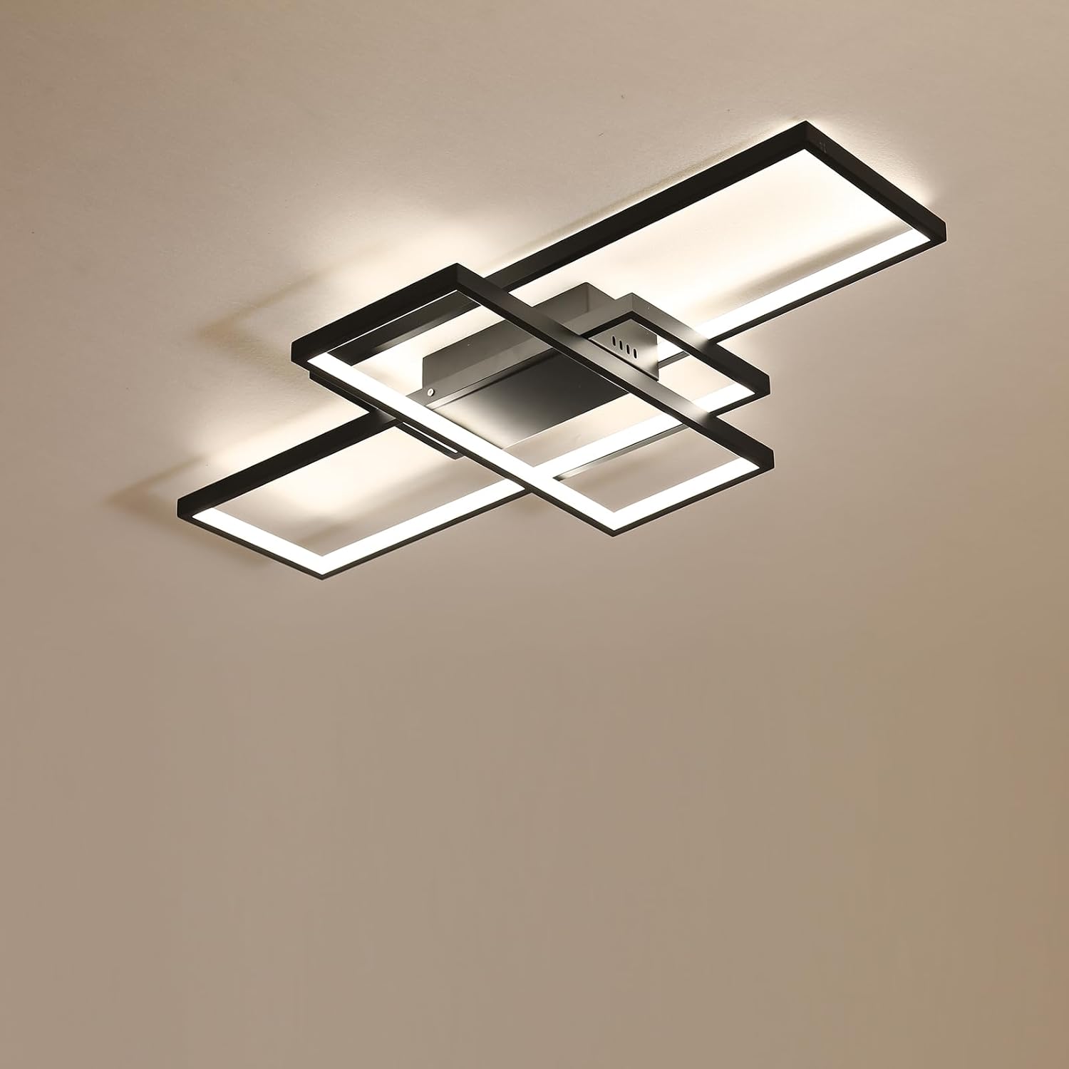 LED Dimmable Chandelier Light Brightness Adjusted with Remote Control for Living Room Dining Room Bedroom Black Finish 3000K-6000K (Black-DC025, L35 xW20 xH3)