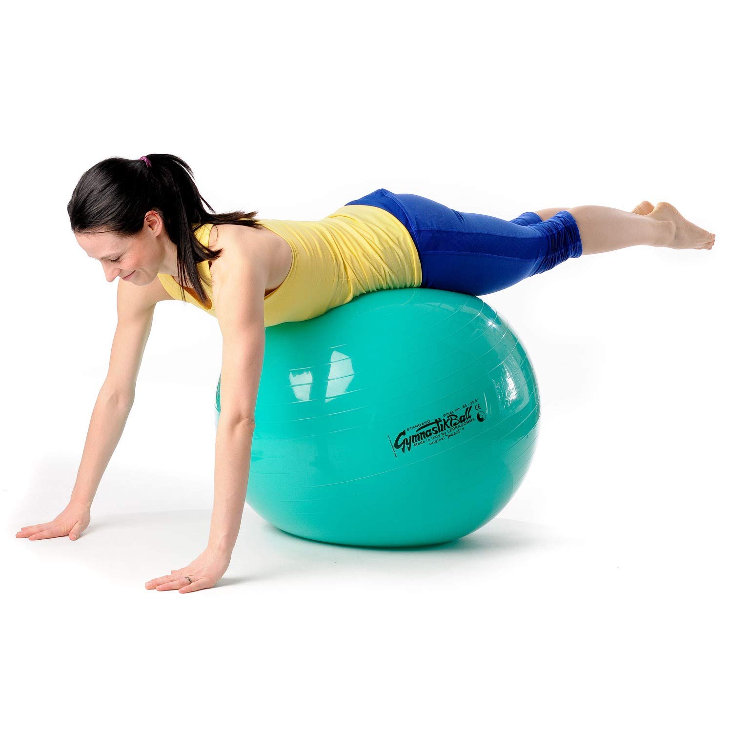 PEZZI Palla da ginnastica standard, diametro 65 cm, con ciotola e pompa, verde | Palla da seduta in robusto PVC, portata fino a 400 kg, per terapia, sport e ufficio