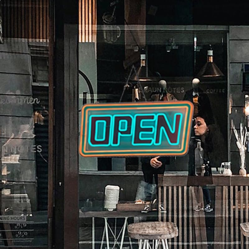 Miniatura 5 de TZEXTZE Letrero abierto de neón RGB  Letrero abierto LED de gran tamaño para negocios de 22.4 x 12 pulgadas con control remoto y modo intermitente,