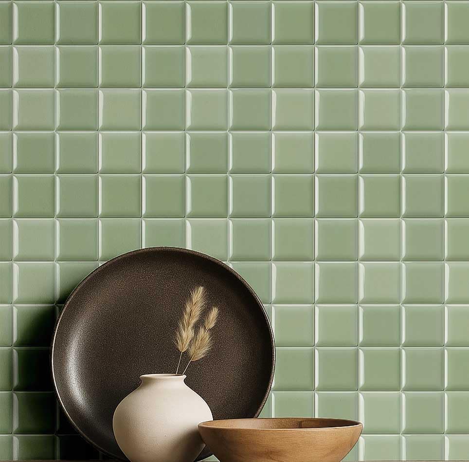 Papier peint autocollant vert pour crédence de cuisine