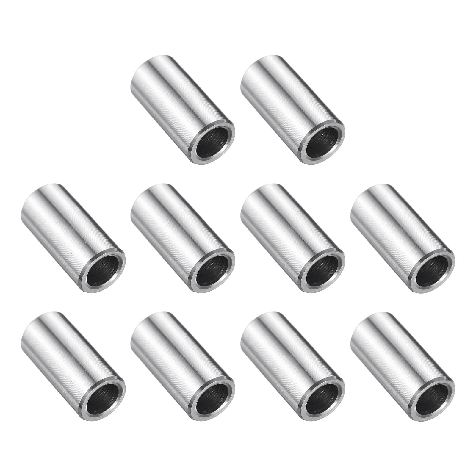 uxcell 10 Pcs Stainless Steel Spacer 1/4" Bore x 3/8" OD x 11/16" Length Screw Bushing Plain Finish Round Metal Spacer for 1/4" Screws Bolts and Rods