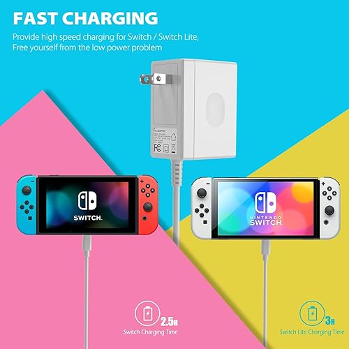 Miniatura 4 de Cargador para Nintendo Switch, cargador YCCTEAM Adaptador de CA Fuente de alimentación 15V 2.6A Kit de carga rápida compatible con Switch OLEDSwitch