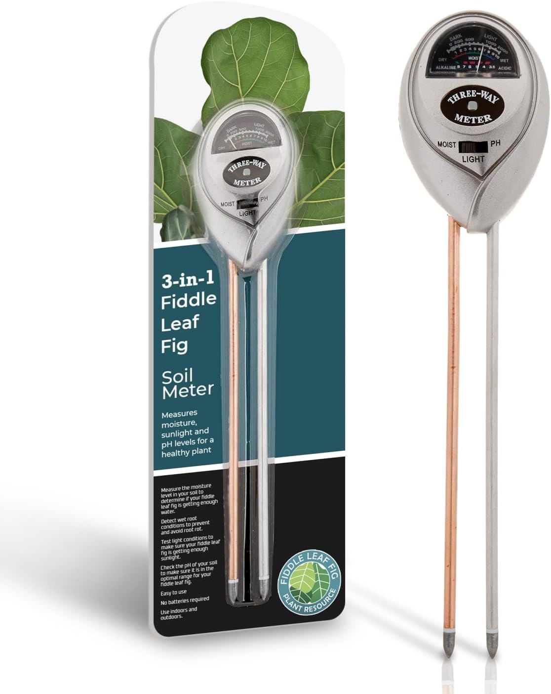 Fiddle Leaf Fig Plant Food Soil Meter for Fiddle Leaf Figs 3 in 1 pH