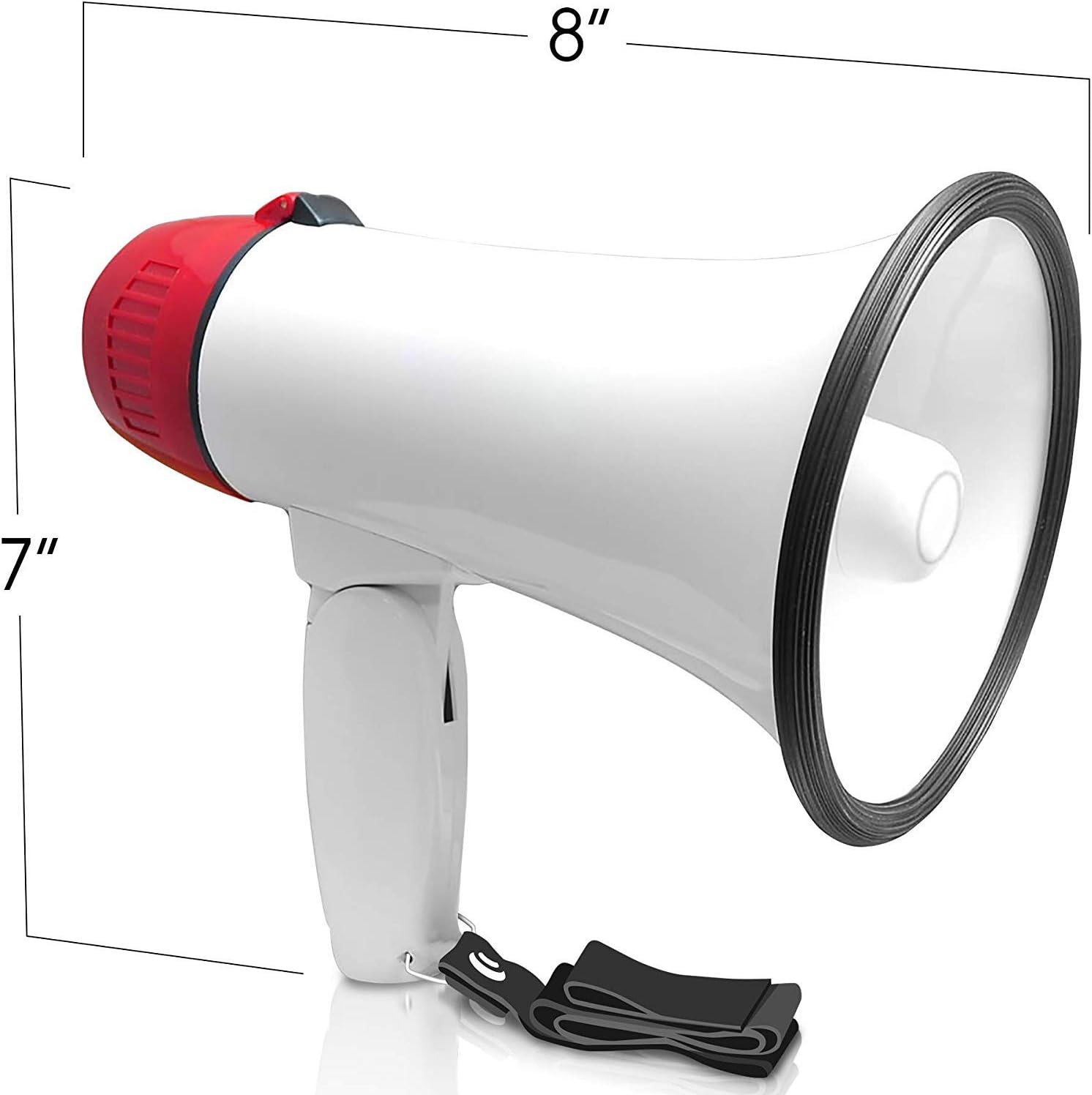 Zugar Land Large Portable Handheld RED Megaphone (Battery Operated) Includes Strap. with Siren and Microphone. Loud and Perfect for Parties and Sport Events! (Red) : Sports & Outdoors