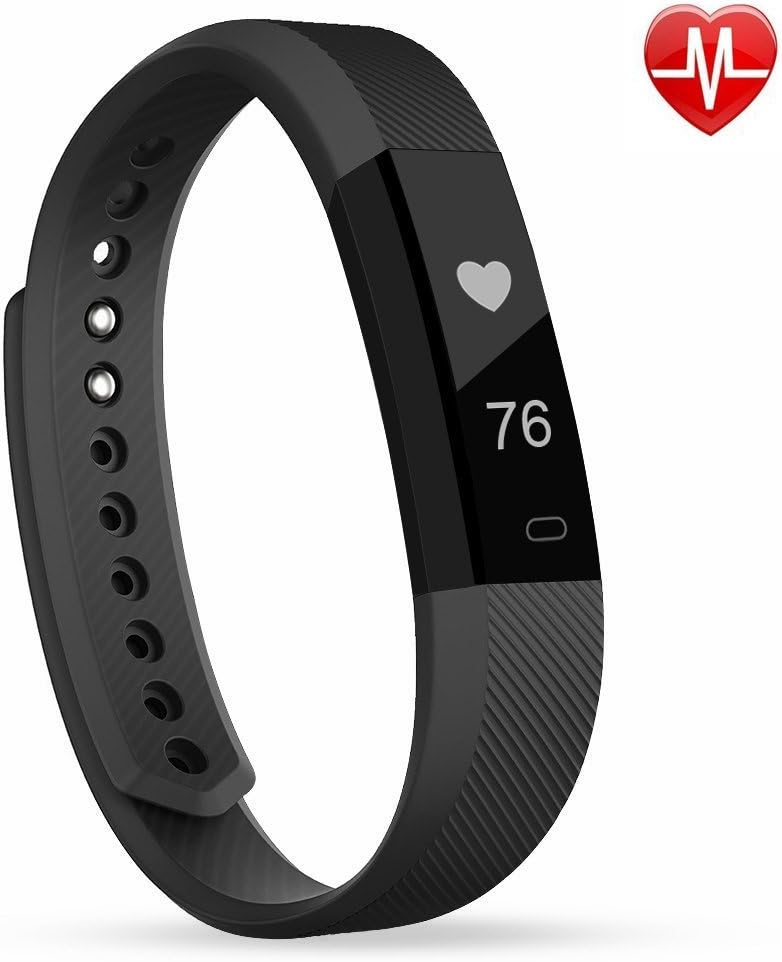 Adorishe Fitness Tracker Watch with Heart Rate Monitor Slim Touch Screen and Wristbands Wearable Waterproof Activity Tracker Pedometer for Android and IOS Smartphone (Black)
