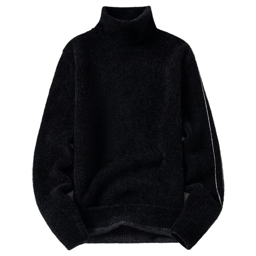 Hamthuit Męski sweter z golfem męski sweter na co dzień dzianinowy czarny sweter jesień zima męski sweter, Czarny, L