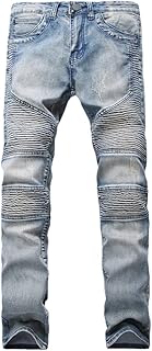 メンズジーンズ男性カジュアルバイカージーンズスリムストレートフィートジーンズルーズウエストロングパンツデニムパンツ