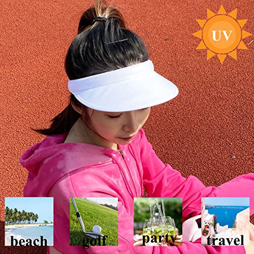 2 Pack Sun Visor Hats Women Men Clip-On Wide Brim Visors Adjustable Uv Protection Sunhat Outdoor Sports Golf Tennis Travel Beach Summer Cap White #TOP3