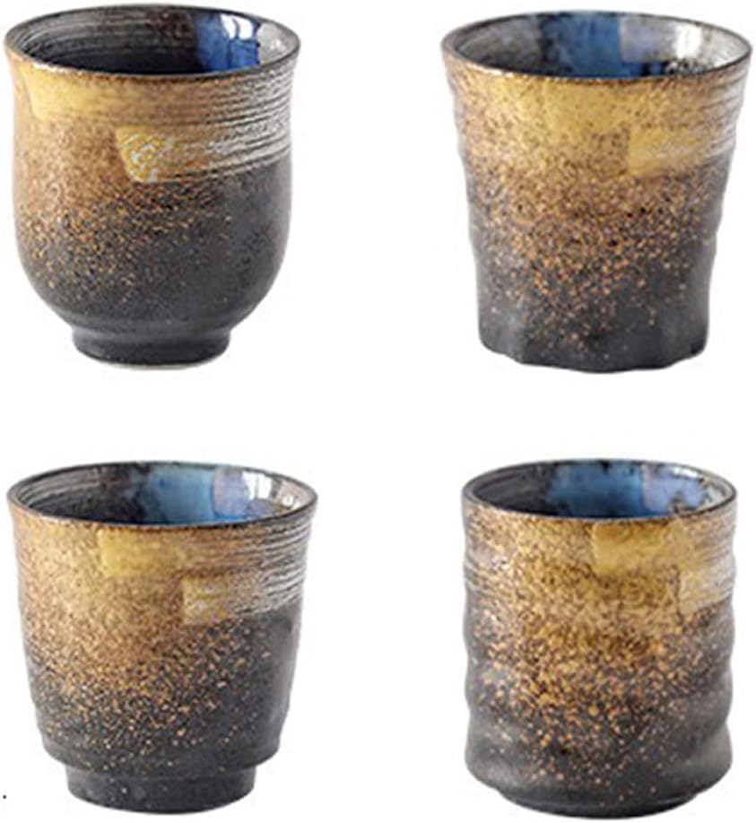 Ceramic Cups Set Pack of 4 Original Pottery Teacups Handcraft Porcelain Milk Mugs for Tea Coffee Sake Cups Use