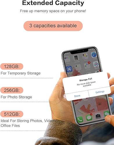 Miniatura 5 de 512GB Qainerly Photo Stick for Phone Flash Drive,4in1 Memory Stick for Photos and Videos USB Stick External Storage Compatible for