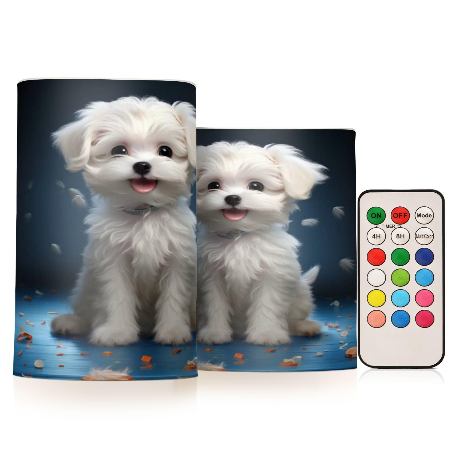 ALAZA Dog (4) Flickering Flameless Candles Battery Operated with Remote Timer,Tea Light Candles LED Pillar Votive Candles Set of 2 for Outdoor Indoor Decorations