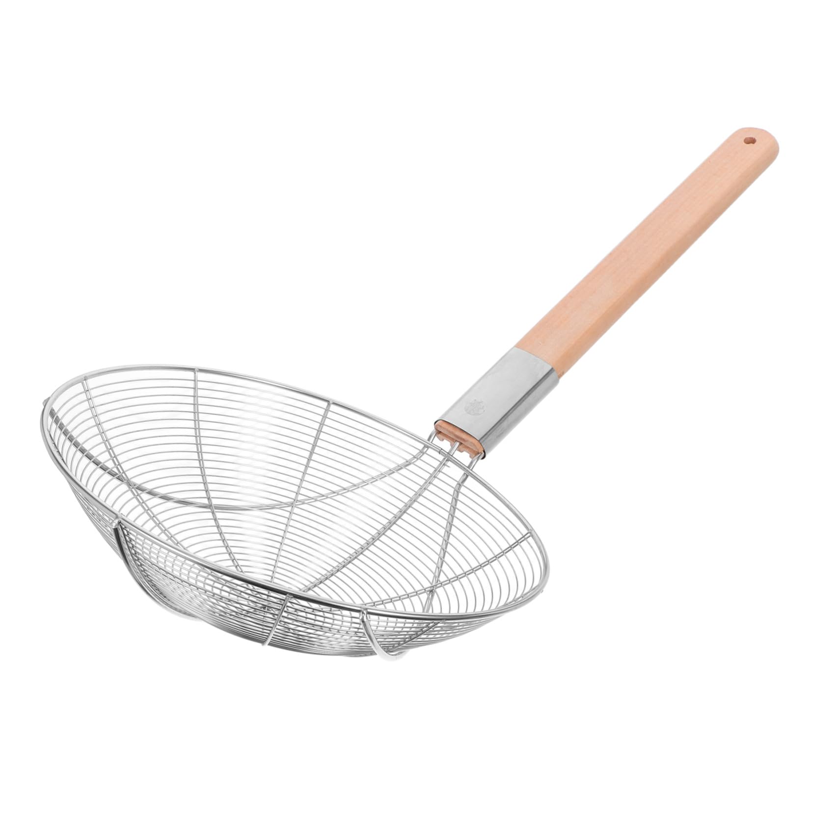 Passoire à Écumoire en Acier Inoxydable Manche en Bois, Filtre Fin et Grosse Louche, Design Antidérapant, Cuisine Professionnelle et Friture