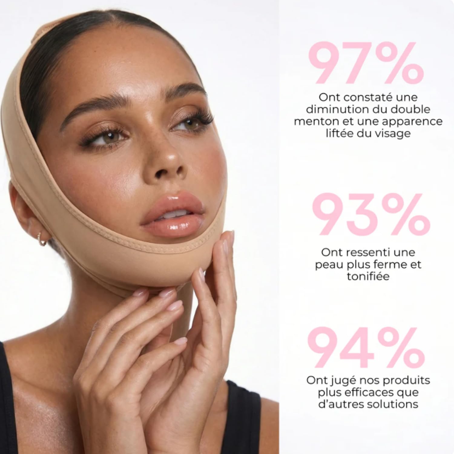 Gaine Sweetlifty Visage – Contour Du Visage Et Menton, Soutien Pour La Mâchoire, Tissu Respirant Pour Un Port Quotidien, Accessoire De Soin Du Visage (Pelle naturale, S)