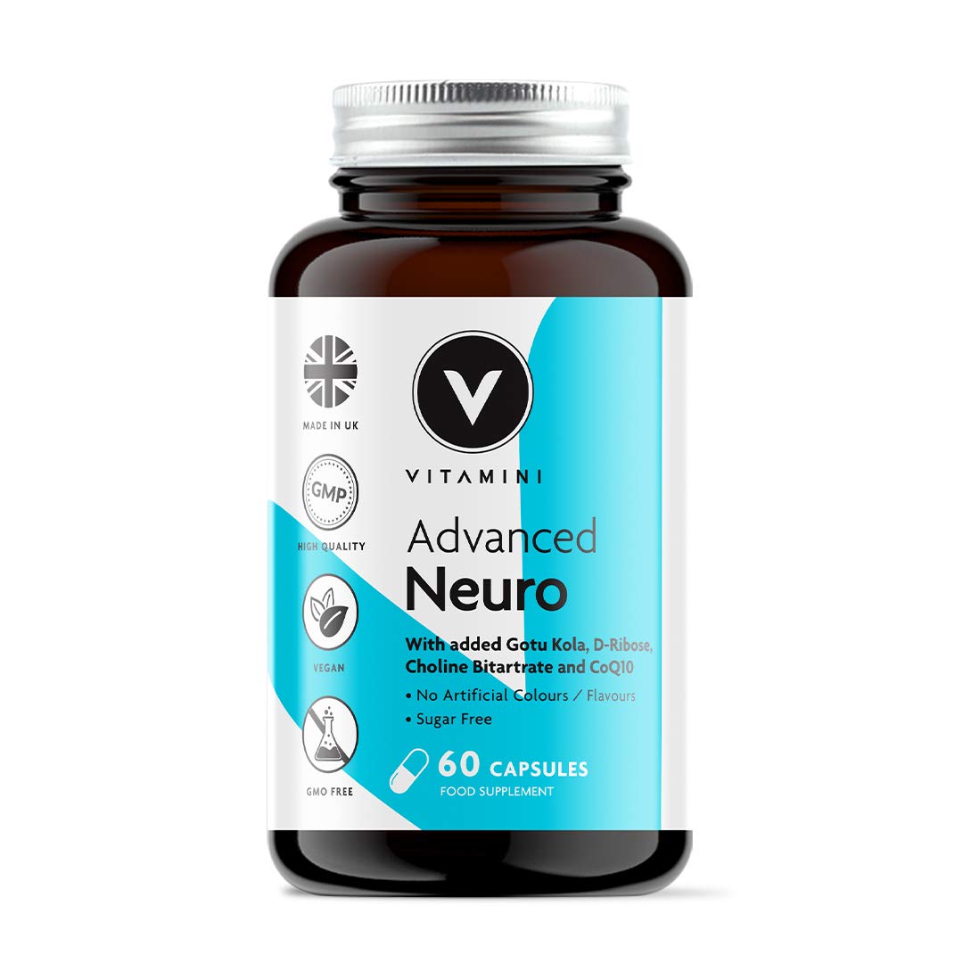 Advanced Neuro Brain Supplement with Vitamin B12 and CoEnzyme Q10 – for Periods of Stress & Anxiety – Supports Energy, Concentration & Memory – 60 Capsules
