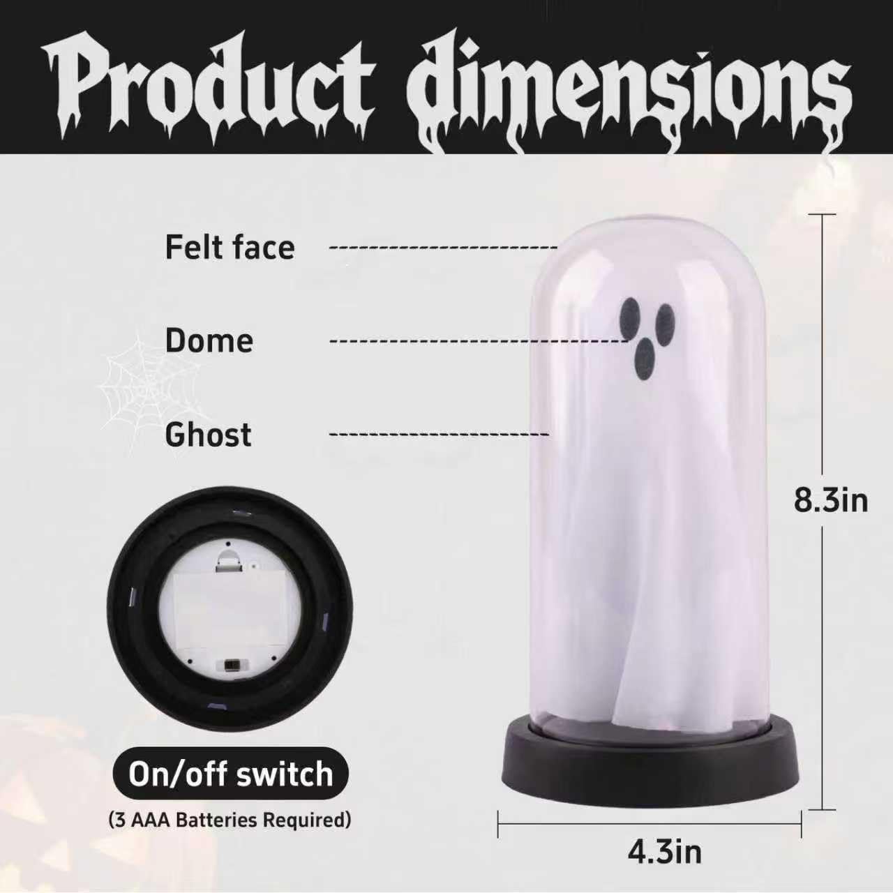 Dekoracje na Halloween do wewnątrz, świecący duch w przezroczystej kopule, uroczy upiorny duch dekoracja do ekspozycji kominka stołowego i dekoracji świątecznych