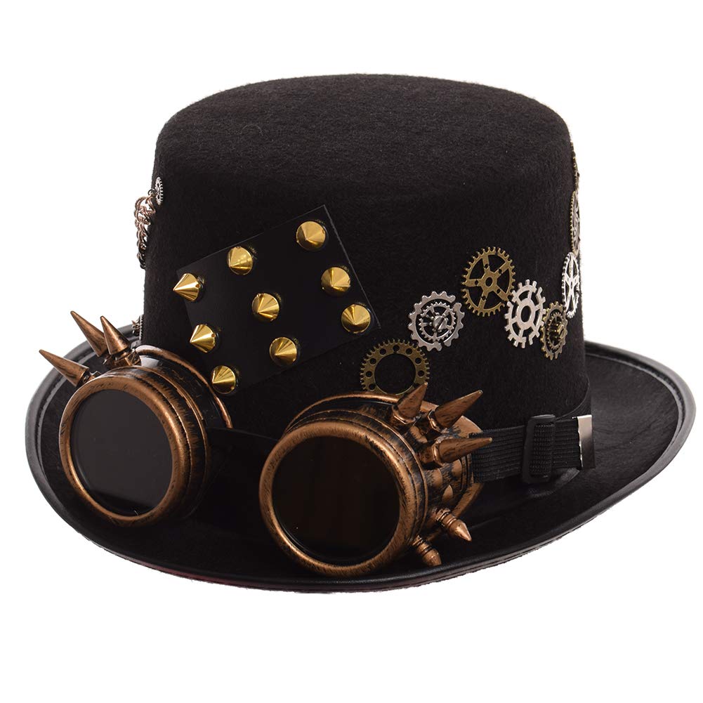 Graceart Unisex Style-04 Steampunk Top Hats With Goggles