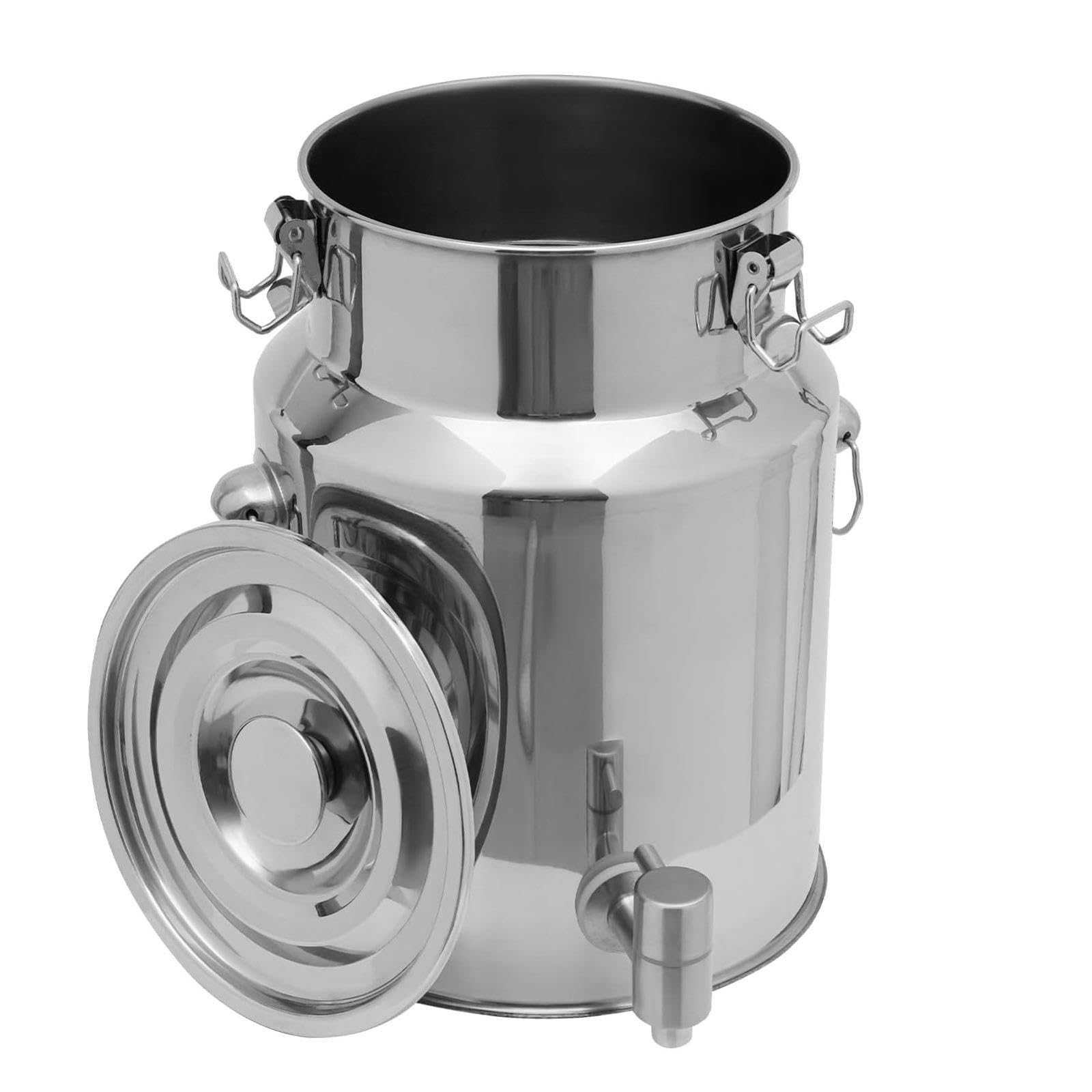 Seau INOX 5l/10l Alimentaire,Bidon Alimentaire avec Robinet Pot À Lait INOX avec Couvercle Pots À Lait Réservoir Scellé en Acier Inoxydable,Capacity-14L