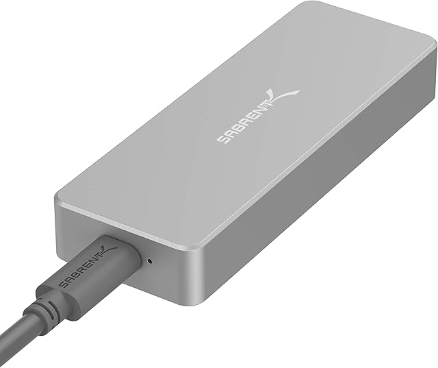 Sabrent USB 3.2 Tool-Free Enclosure for NVMe PCIe M Key M.2 SSD [SILVER] (EC-TFNE)