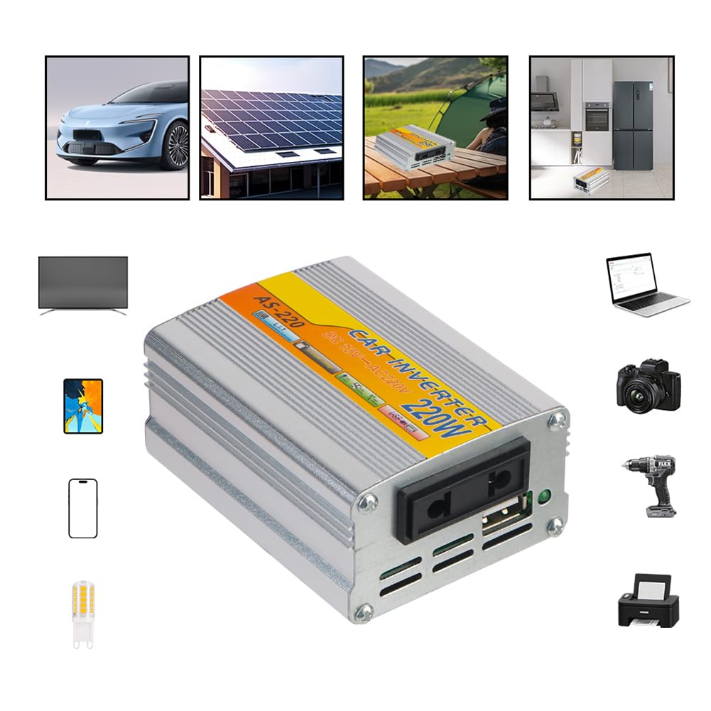Generic Power 220W falownik samochodowy z portem USB DC 12V na AC 220V do urządzeń mobilnych i laptopów