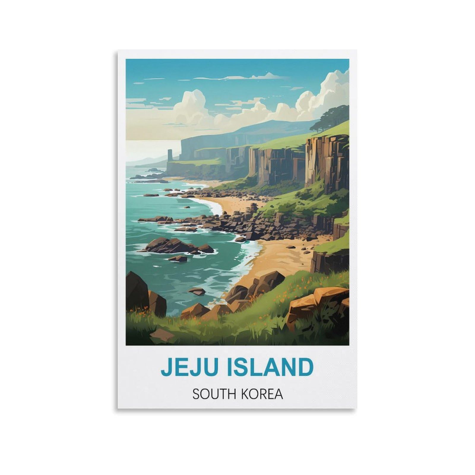 Hsayyiii Unframe-Style Jeju Island Vintage Travel Posters 24X36inch(60X90cm) Canvas Art Poster And Wall Art Picture Print Bedroom Decor