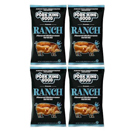 Miniatura 3 de Pork King Good Chicharrones de cerdo Ranch (Chicharrones) (paquete de 4) Snacks