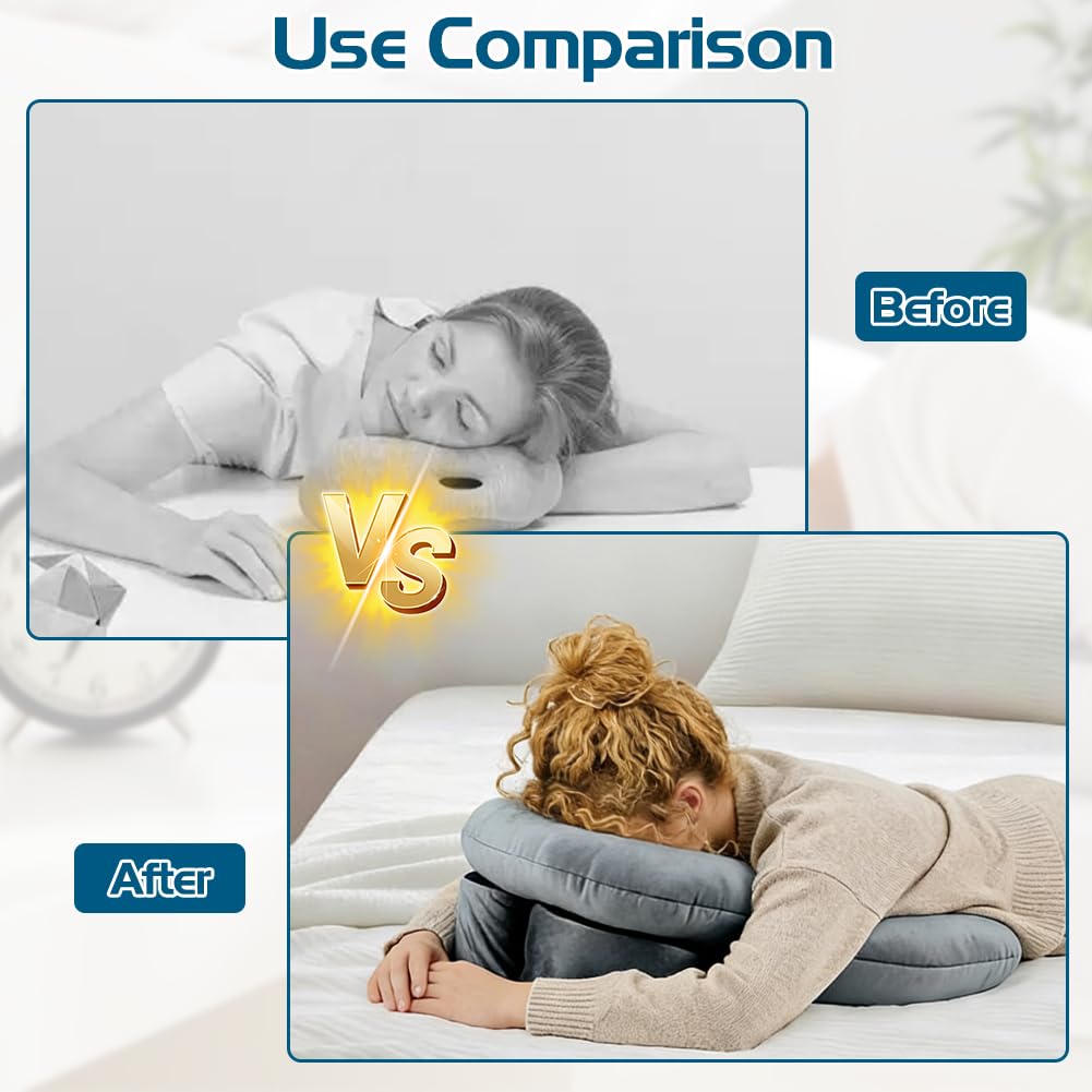Cuscino per il viso verso il basso, cuscino di posizionamento per dormire sulla pancia, poggiatesta con foro per viso, comfort post-operatorio BBL, recupero retina, chirurgia oculare, cuscino di massa