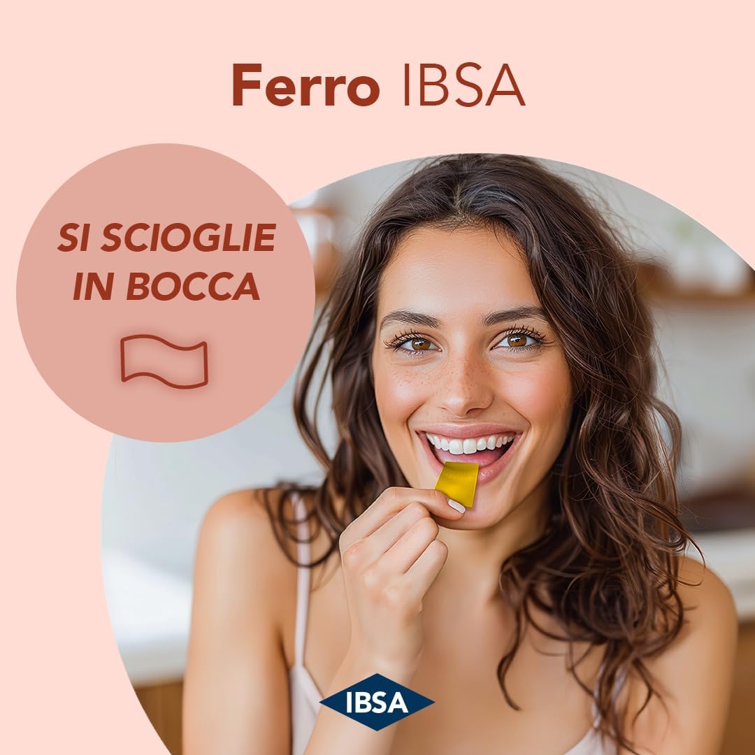 Ferro IBSA | 20 Film Orodispersibili. Integratore alimentare a base di Ferro e di Acido Folico che contribuiscono alla normale funzione del sistema immunitario e a ridurre stanchezza